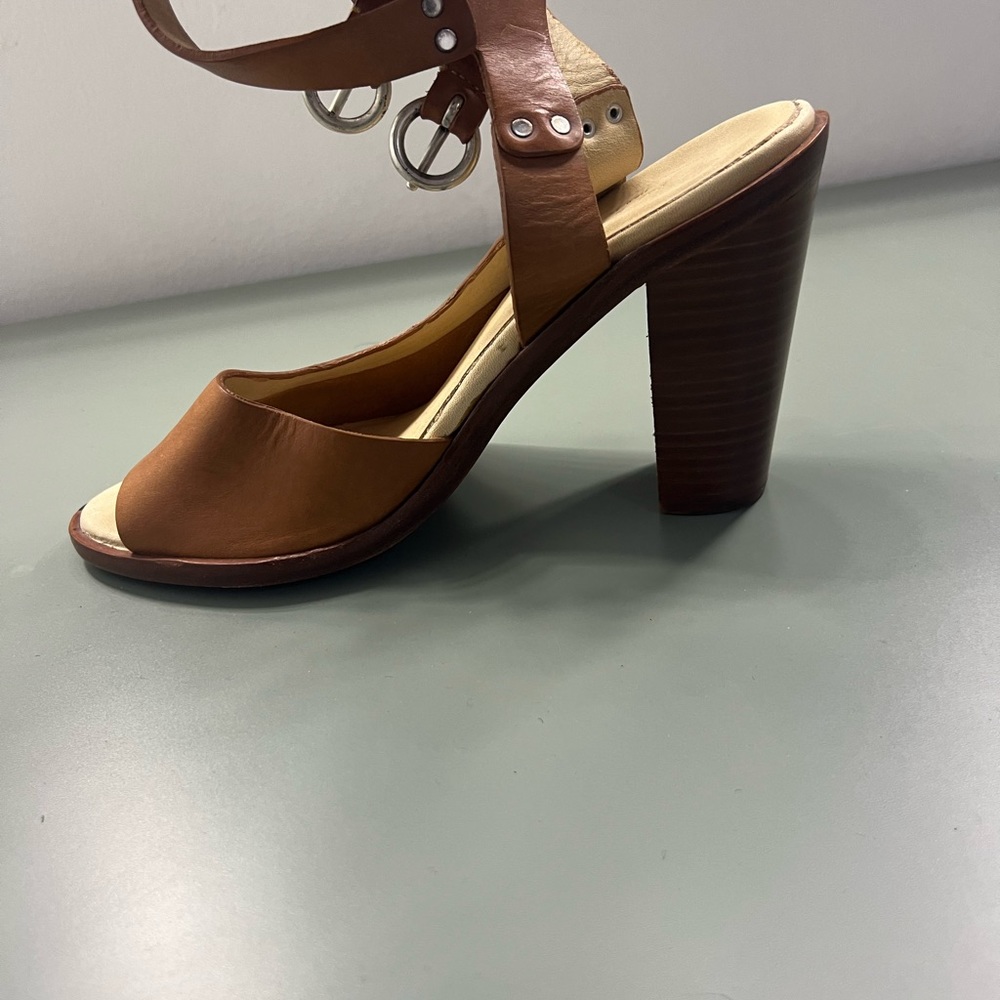 Rag & Bone tan sling back, open toed pumps